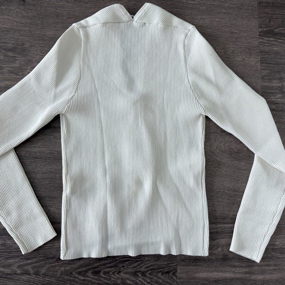 Zara Cream Ribbed Button-Up Top - Picture 6 of 7